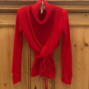 Elegant Red Wrap Sweater